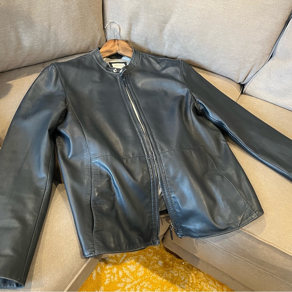 Armani leather jacket. Color: Blue.